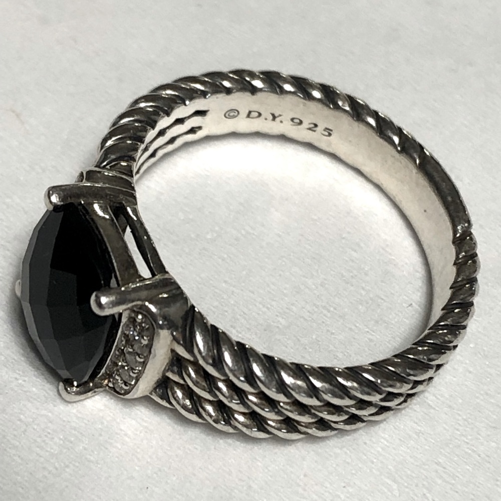 David Yurman Black Onyx Petite Wheaton Ring Size 8